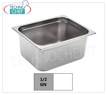 Bacinelle Gastronorm GN 1/2 in acciaio inox Bacinella gastro-norm 1/2, inox 18/10, dim.mm 325 x 265 x 20 h