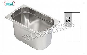 Bacinelle Gastronorm GN 1/4 in acciaio inox Bacinella gastro-norm 1/4, inox 18/10, dim.mm.265 x 162 x 20 h