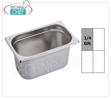 Bacinelle Gastronorm GN 1/4 in acciaio inox Bacinella gastro-norm 1/4, inox 18/10, dim.mm.265 x 162 x 20 h