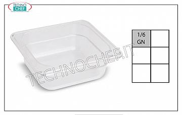 Bacinella in Polipropilene Gastro-norm GN 1/6 Bacinella Gastronorm 1/6, in polipropilene, dim.mm.176 x 162 x 65 h