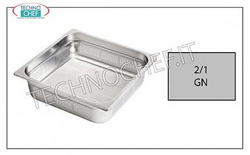 Bacinelle Forate Gastronorm 2/1 in acciaio inox Bacinella gastro-norm 2/1, Forata, inox 18/10, dim.mm.650 x 530 x 20 h
