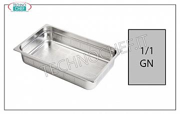 Bacinelle Forata Gastronorm 1/1 in acciaio inox Bacinella gastro-norm 1/1, forata, inox 18/10, dim.mm.530 x 325 x 20 h