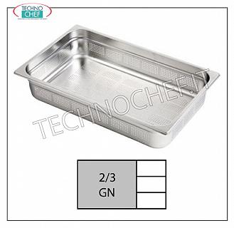 Bacinelle Forata GN 2/3 in acciaio inox Bacinella gastro-norm 2/3, forata, inox 18/10, dim.mm.353 x 325 x 20 h