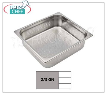 Bacinelle Forata GN 2/3 in acciaio inox Bacinella gastro-norm 2/3, forata, inox 18/10, dim.mm.353 x 325 x 20 h