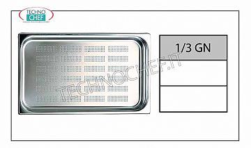 Bacinelle Forate Gastronorm 1/3 in acciaio inox Bacinella gastro-norm 1/3, forata, inox 18/10, Capacità lt.2,5, dim.mm.325 x 175 x 65 h