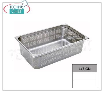 Bacinelle Forate Gastronorm 1/3 in acciaio inox Bacinella gastro-norm 1/3, forata, inox 18/10, Capacità lt.2,5, dim.mm.325 x 175 x 65 h