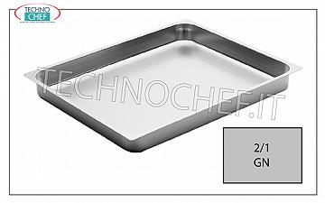 Teglie Gastronorm in acciaio inox Teglia Gastro-norm 2/1 in acciaio inox con bordo alto 20 mm, dim. mm 650x530x20h