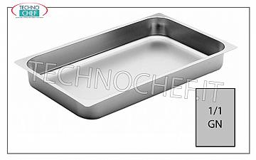 Teglie GN 1/1 in acciaio inox Teglia Gastro-norm 1/1 in acciaio inox con bordo alto 20 mm, dim. mm 530x325x20h