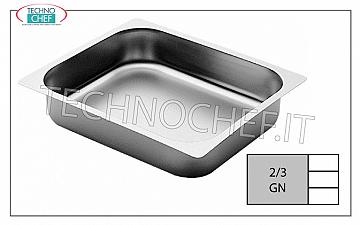 Teglie GN 2/3 in acciaio inox Teglia Gastro-norm 2/3 in acciaio inox con bordo alto 20 mm, dim. mm 353x325x20h