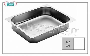 Teglie Gn 1/2  in acciaio inox Teglia Gastro-norm 1/2 in acciaio inox con bordo alto 20 mm, dim. mm 353x265x20h