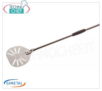 Gi.Metal - Palettino pizza forato in acciaio inox, Linea Alice, lunghezza manico cm 150 Palino pizza forato in acciaio inox, Linea Alice, leggera, scorrevole e resistente, diametro 200 mm, lunghezza manico 1500 mm.