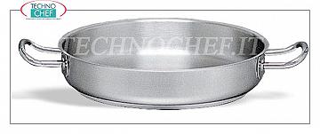 Technochef - Padella Inox 2 maniglie, professionale per  induzione, Padella Inox 2 maniglie, capacità litri 1,9, adatta anche per Piastre ad Induzione, diam. cm.20 x 6h