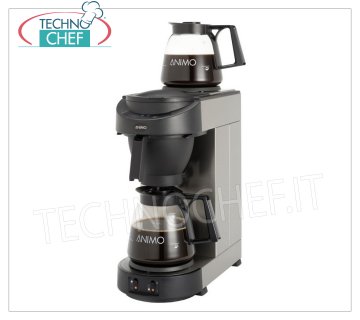 ANIMO - MACCHINA per CAFFE'  AMERICANO da 18 litri-ora, mod. KR2200032 Macchina per Caffe' Filtro Americano con 1 CARAFFA e 2 Piastre Calde, produzione oraria lt.18,  V.230/1, Kw.2,25, dim.mm.205x380x460h