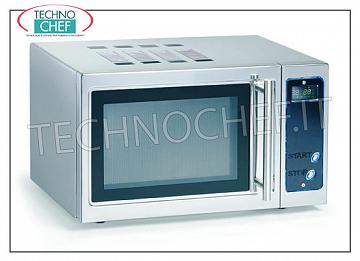 Forno Microonde COMBINATO con COMANDI DIGITALI, ideale per SELF SERVICE Forno Microonde COMBINATO con COMANDI DIGITALI, SPEGNIMENTO AUTOMATICO DOPO 30'', ideale per SELF SERVICE, capacità camera 23 lt, POTENZA RESA Kw 0,9, dimensioni camera interna mm 350x330x215h, V.230/1, Kw 1,4, dimensioni esterne mm 508x420x305h