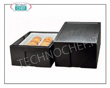Contenitori isotermici per bacinelle Gastronorm Contenitore isotermico in polipropilene espanso, apertura superiore per inserimento di teglie pizza/pasticceria da mm 600x400, dim. esterne mm 685x485x260h