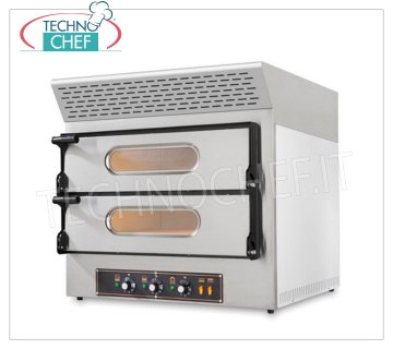 FORNO Elettrico per 2+2 Pizze, 2 CAMERE da cm 61x52, con CAPPA Aspirante a CARBONI ATTIVI FORNO  Elettrico  per 2+2 Pizze,  2 CAMERE da mm 610x520x110h con PIANO in PIETRA REFRATTARIA, Linea KUBE EVO, con CAPPA ASPIRANTE a CARBONI ATTIVI , V.230/400, Kw.4,85 , Peso 79 Kg, dim.mm.740x600/740x740h