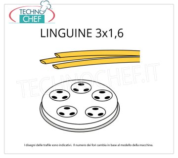 Technochef - TRAFILA LINGUINE 3x1.6 in LEGA OTTONE-BRONZO Trafila per linguine in lega di ottone-bronzo 3x1,6 mm, per mod.MPF1.5N