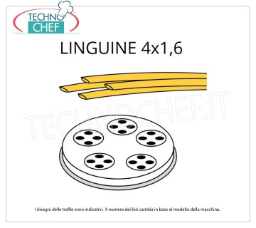 Technochef - TRAFILA LINGUINE 4x1.6 in LEGA OTTONE-BRONZO Trafila per linguine in lega di ottone-bronzo 4x1,6 mm, per mod.MPF8N