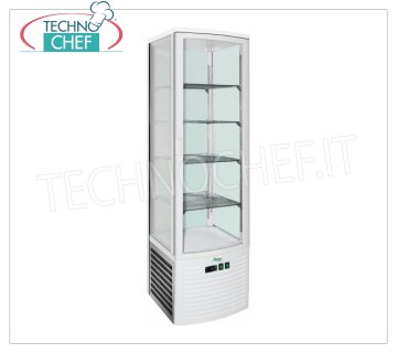 Technochef - Vetrina FRIGO per BIBITE, 1 Porta, Ventilato, Temp.+2°/+8°C, lt.280, Classe C, Mod.G-LSC280 Frigorifero per Bibite-Bevande professionale, vetro su 4 lati, 1 porta, Ventilato, temperatura +2°/+8°C, capacità lt.280, Classe C, illuminazione a led, completo di 4 griglie, V.230/1, Kw.0,26, Peso 107 Kg, dim.mm.473x405x1842h