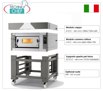 Forno pizza elettrico per 8 pizze da mm 300, camera da mm 600x1200, - Modulare, Componibile