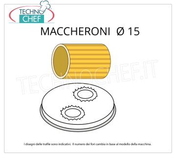 Technochef - TRAFILA MACCHERONI Ø 15 in LEGA OTTONE-BRONZO Trafila per maccheroni in lega di ottone-bronzo Ø 15 mm, per mod.MPF8N