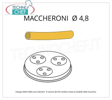 Technochef - TRAFILA MACCHERONI Ø 4,8 in LEGA OTTONE-BRONZO Trafila per maccheroni in lega di ottone-bronzo Ø 4,8 mm, per mod.MPF1.5N