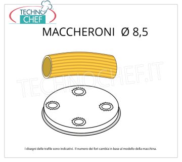 Technochef - TRAFILA MACCHERONI Ø 8,5 in LEGA OTTONE-BRONZO