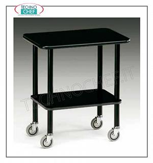 Carrelli Gueridon Carrello Gueridon con struttura in tubo tondo di acciaio verniciato nero, piani colore nero, dimensioni: mm 710x460x780h