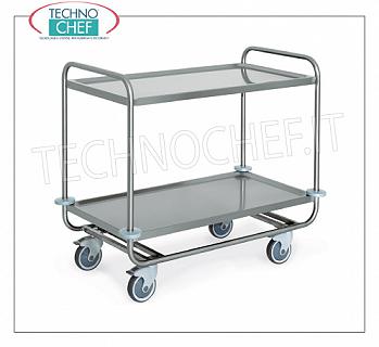 Carrelli di servizio in acciaio inox Carrello per trasporto pesante costruito in acciaio inox 18/10, con 2 ripiani stampati saldati da mm. 1000x500, portata max.kg 200, dim.mm 1090x590x910h