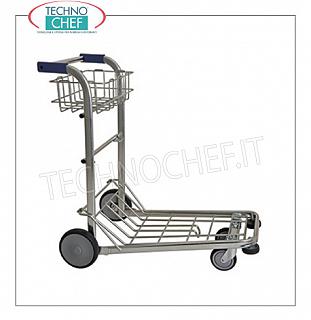 Technochef - CARRELLO PORTABAGAGLI / VALIGIE in TUBO di ACCIAIO  ZINCATO, art. 1488 CARRELLO PORTABAGAGLI in tubo di acciaio zincato e paracolpi ad anello, dim.mm.1020x600x970h