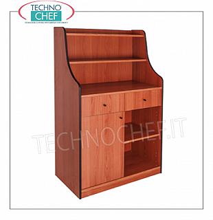 Mobili servizio sala Mobile di servizio sala in legno nobilitato colore CILIEGIO, con 2 cassetti portaposate, 1 anta a battente, vano a giorno con ripiano ed alzata con 2 ripiani, dim.mm.940x480x1450h