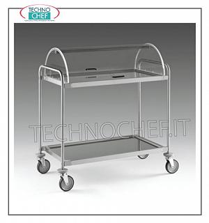 Carrelli per dolci e formaggi in legno Carrello con cupola semicilindrica aperta sui 2 lati, 2 ripiani in acciaio inox 18/10 da mm 900x520, struttura in tubo di acciaio inox, dim.mm 1090x590x1220h