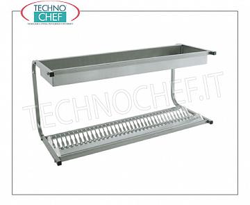 Scolapiatti-scolabicchieri INOX 1 ripiano 30 piatti Mensola SCOLAPIATTI e SCOLABICCHIERI con 1 ripiano per 30 piatti con diametro da 160 a 320 mm ed 1 ripiano per bicchieri, dimensioni mm.830x420x480h