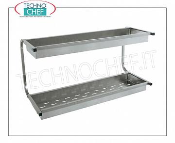 Pensile Scolabicchieri INOX 304 con 2 ripiani con cestello forato Mensola SCOLABICCHIERI con 2 ripiani dotati di cestello con fondo forato, dimensioni mm.830x420x480h