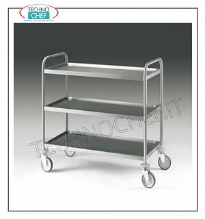 Carrelli di servizio in acciaio inox Carrello inox 3 ripiani stampati, gamma completa