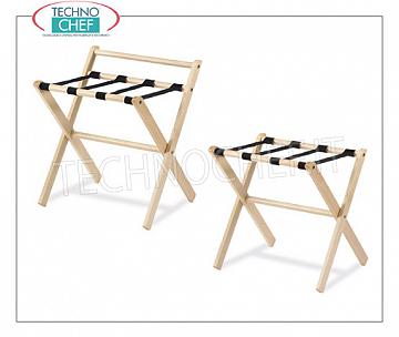 Technochef - Appoggia da Camera Reggivaligie-Portavaligie con struttura pieghevole in legno naturale e cinghie smontabili in PVC colore nero, disponibile in 2 VERSIONI, con o senza sponda