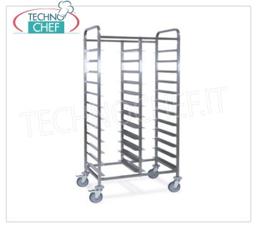 CARRELLO Portavassoi con guide per 24 VASSOI  Euro-Norm, Mod.1495-EN CARRELLO PORTAVASSOI con Guide ad ''L'' per 24 VASSOI EURO-NORM  (mm 530x370), dim. mm. 900x600x1900h