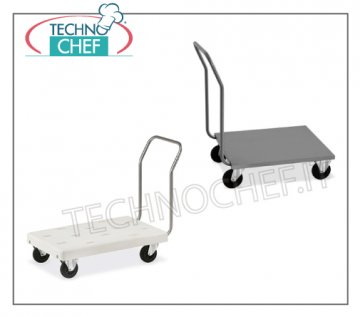 Technochef - CARRELLO a PIANALE BASSO, Portacasse, Trasporti Pesanti, art. 1840 Carrello portacasse - base con manico in tubo tondo, diametro 2,5 cm, portata max 200Kg, dimensioni mm 1120x570x1000h