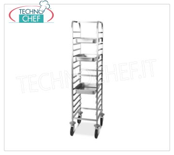 TECHNOCHEF - CARRELLO INOX  per 14 TEGLIE GN 1/1,  Mod.2070