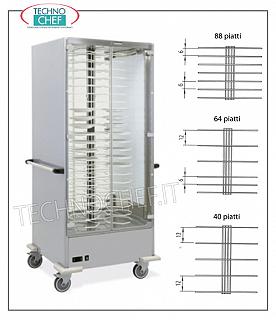 Carrello portapiatti Pronti Caldi, Ventilato, per 88 Piatti Max con Diametro da 18 a 24 cm, Temp +30°+90°C.- mod. 3360PS-40 CARRELLO PORTAPIATTI CALDO in versione con GRIGLIA PORTAPIATTI PASSO 120 MM. per un MASSIMO di 40 PIATTI con DIAMETRO da 180 a 240 mm., riscaldamento ventilato con temp. compresa fra +30/+60 °C, V.230/1, Kw. 2,0, dim.mm. 830x770x1900h