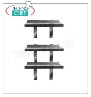 MENSOLA INOX 304 LISCIA a PARETE con ALZATINA, STAFFE e CREMAGLIERE, Profonda 40 cm