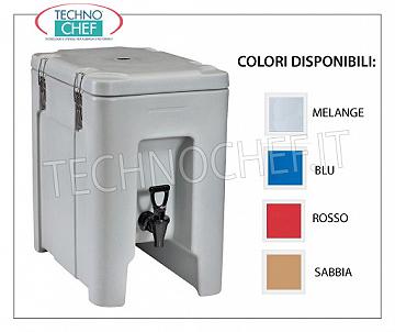 Contenitori isotermici per distribuzione bevande Contenitore ISOTERMICO in POLIETILENE, per mantenimento bevande calde o fredde, capacità 19 lt., versione con RUBINETTO DI EROGAZIONE FRONTALE ed APERTURA SUPERIORE, Peso 6 Kg, dim.mm.295x465x460h