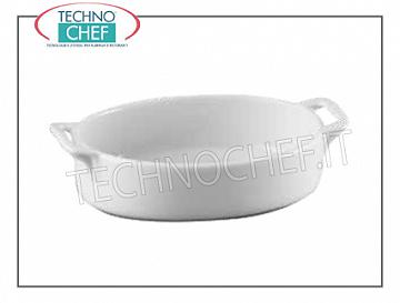 Vasellame in porcellana TEGAME OVALE CON MANICI, cm.15x11,3, h.4,7, Marca MPS PORCELLANE SARONNO -- Acquistabile in confezione da 4 pezzi
