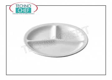 Vasellame in porcellana PIATTO 3 SCOMPARTI BIANCO, Diametro cm.27, Marca SATURNIA -- Acquistabile in confezione da 6 pezzi