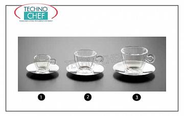 Tazze caffè - cappuccino in vetro TAZZA CAFFE' CON PIATTO INOX, LUIGI BORMIOLI, Collezione Duos Termico