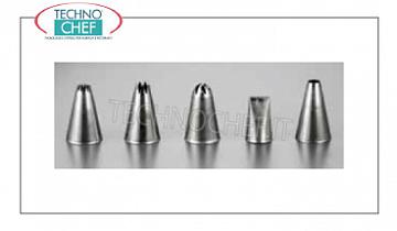 Bocchette per sacchetto decoratore Bocchetta per decorare in acciaio inox con fori assortiti, Marca PIAZZA -- Confezione da 5 pezzi