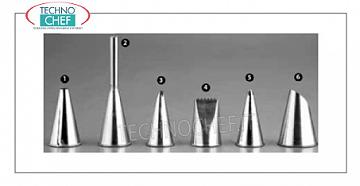 Bocchette per sacchetto decoratore Bocchetta in acciaio inox con foro tondo per decorare, MM.2 -- Acquistabile in confezione da 6 pezzi