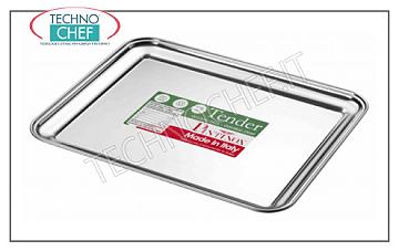 Vassoi pasticceria VASSOIO RETTANGOLARE IN ACCIAIO INOX 18/C, PINTINOX, Collezione Tender, Cm. 25X20