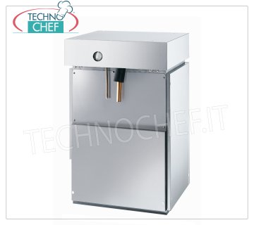 Produttori / macchine ghiaccio in scaglie  resa 400 Kg/24 ore,  senza deposito Fabbricatore di ghiaccio a scaglie, senza deposito, esterno inox, raffreddamento acqua, resa 400 Kg/24 ore, V 230/1, Kw 2,2, peso Kg 66, dimensioni mm 495x588x705h.