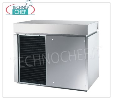 Produttori / macchine ghiaccio in scaglie  resa 620 Kg/24 ore, senza deposito Fabbricatore di ghiaccio a scaglie, senza deposito, esterno inox, raffreddamento aria, V 230/1, Kw 3,0, resa 620 Kg/24 ore, dimensioni mm 900x588x705h, peso Kg 151.